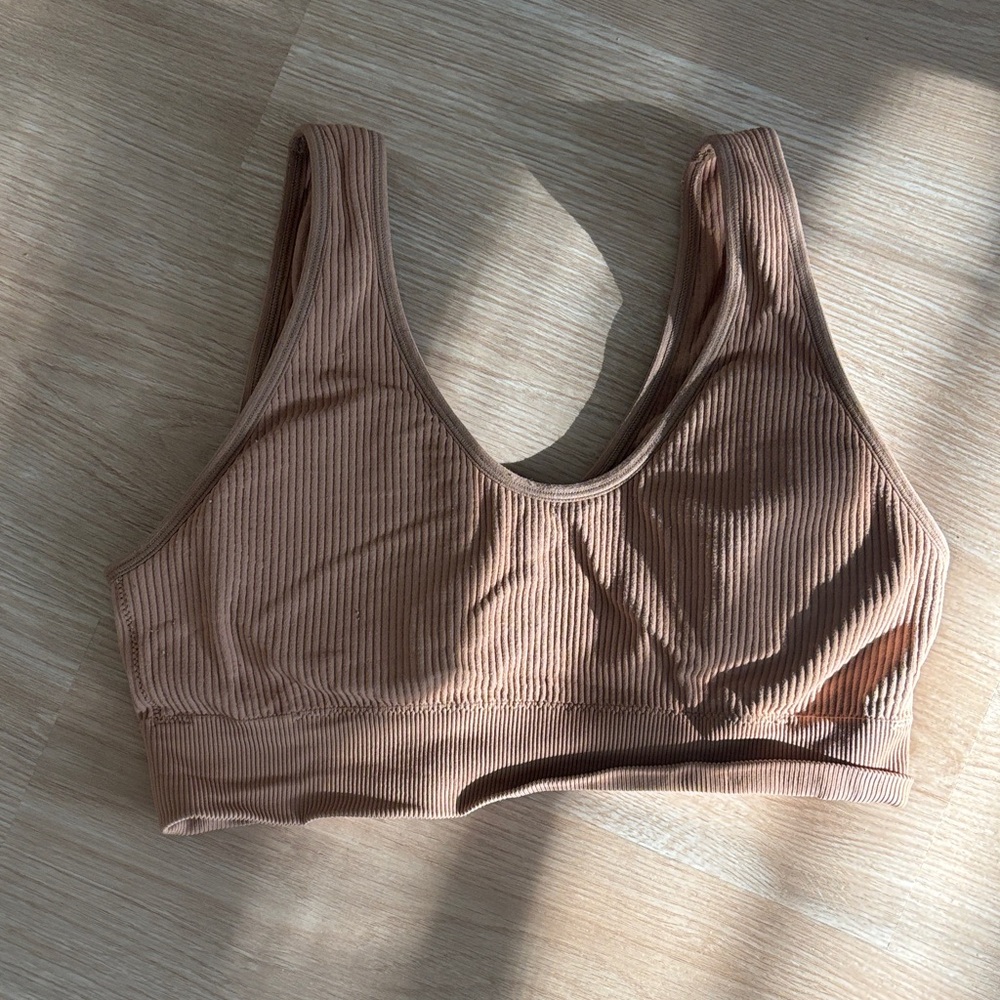 Ribbed Tan Sports Bra